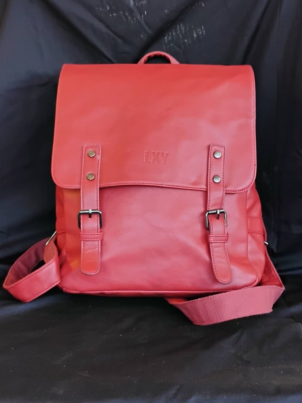LXY Real Red Leather Backpack